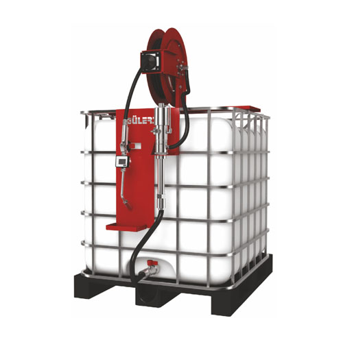 IBC Yağ Sistemi Makaralı IBC4500. IBC tanklardan yağ transferi için makaralı, yüksek basınçlı havalı pompa sistemi, hortum makarası ile düzenli ve verimli toplu yağ dağıtımı.